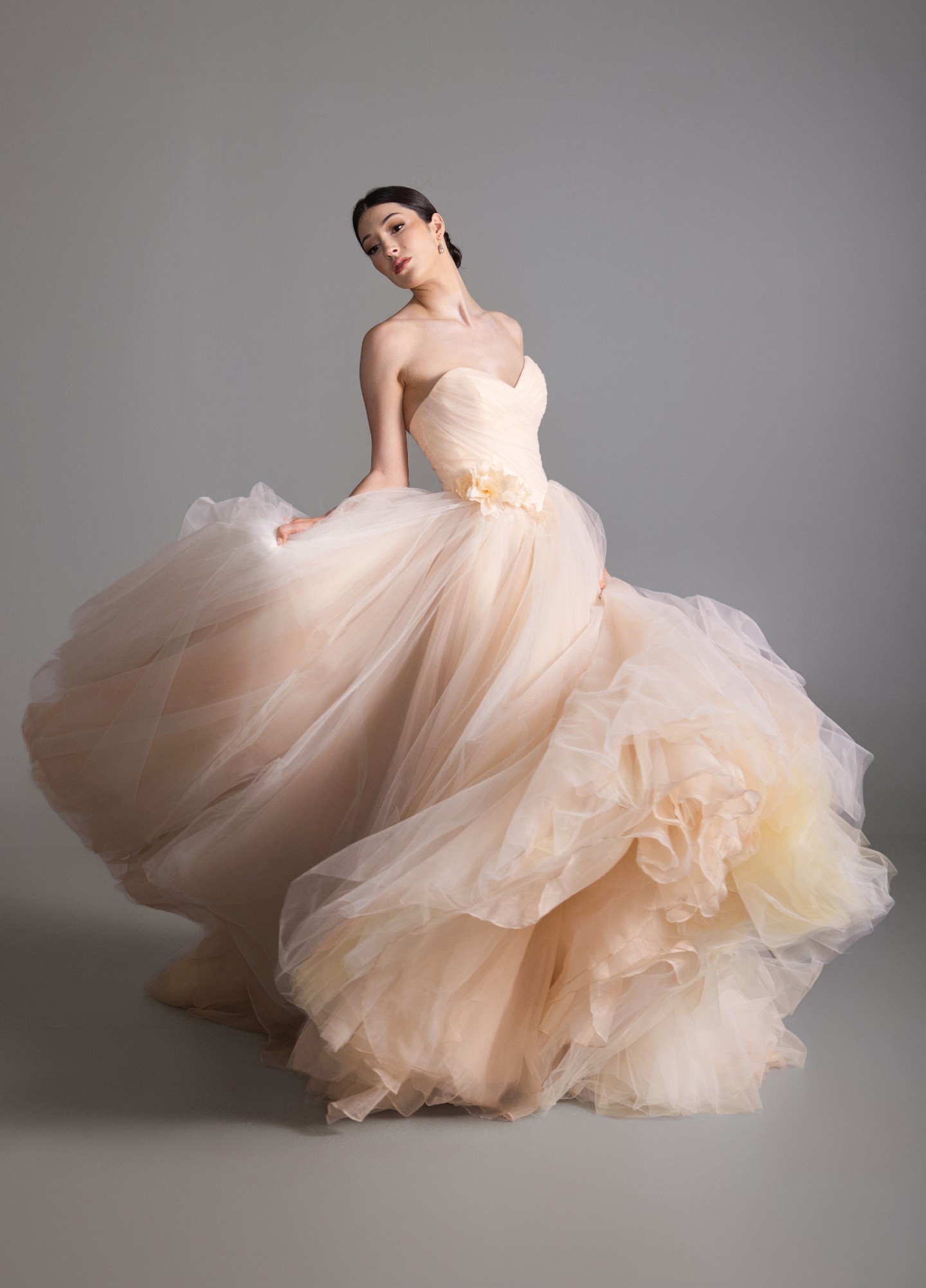 Lazaro wedding dress with clean lines and modern silhouette