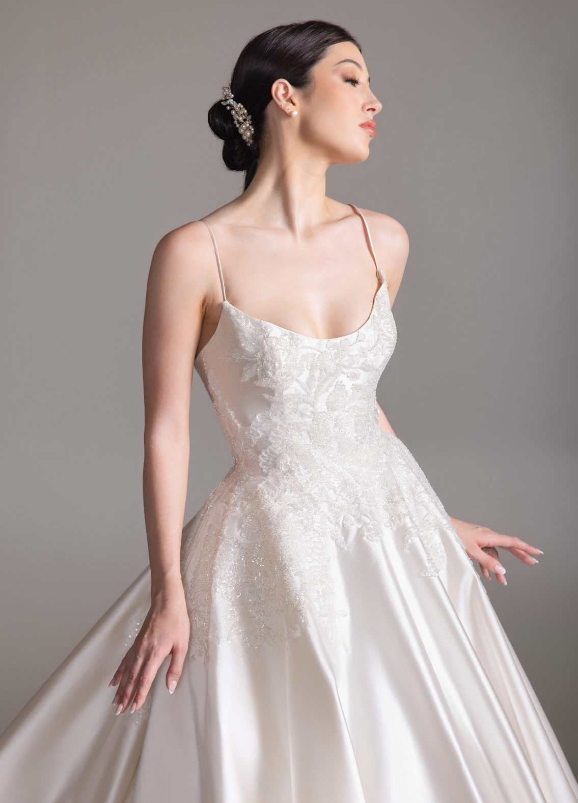 BECKETT dress featuring refined romantic floral beading