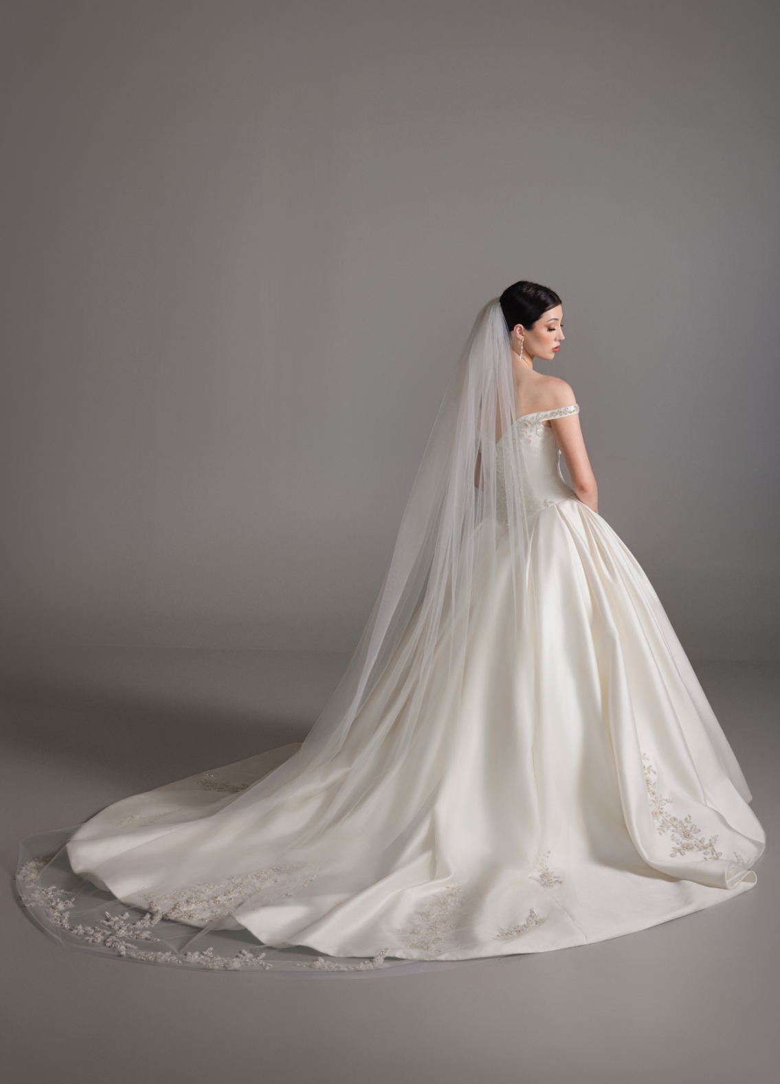 BRONTE veil detail showing romantic floral beading