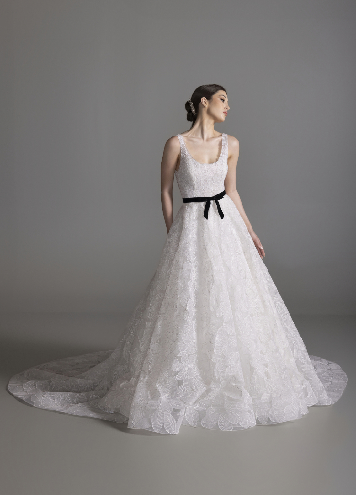 BROOKLYN gown close-up of floral embroidery detail