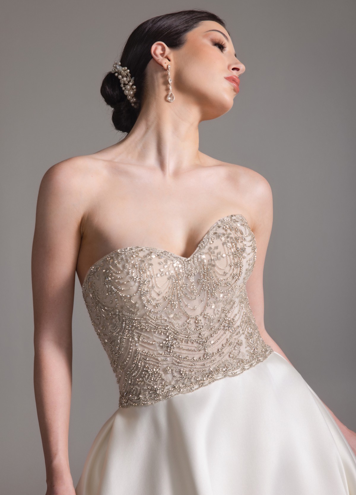 BANU wedding gown detail highlighting sweetheart neckline