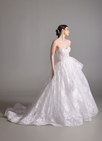 BENITA ivory and nude lace ball gown with natural waist and sweetheart bodice