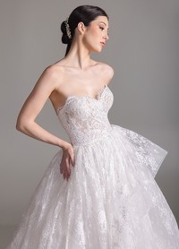 BENITA wedding gown detail highlighting ruched bodice construction