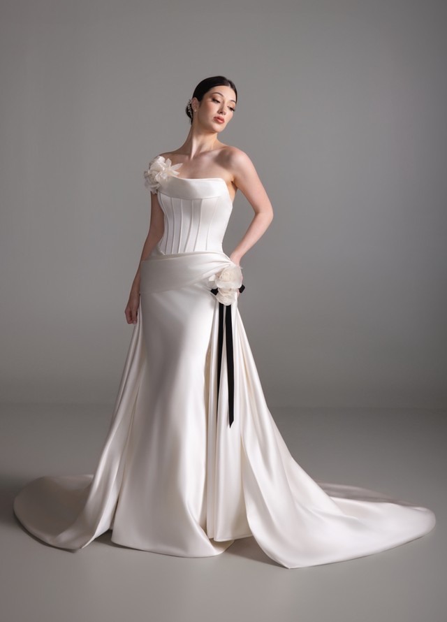 BETHANY romantic ball gown with ornate beading and sweeping train