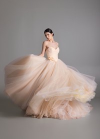 BLOOM wedding gown detail highlighting ruched bodice and sweetheart neckline