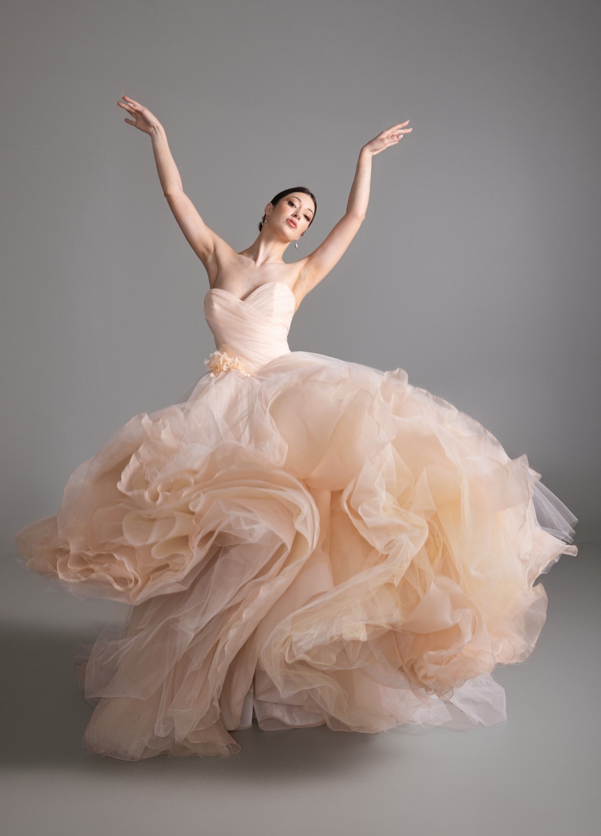 BLOOM gown close-up of soft tulle construction