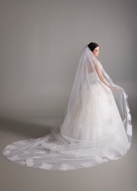 BRITTANY veil detail showing romantic organza florals