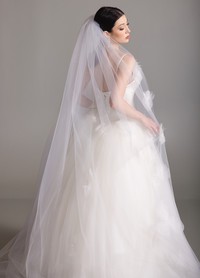 BRITTANY veil back view with soft flowing silhouette