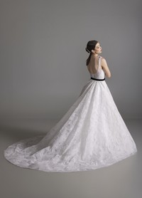 BROOKLYN bridal dress back view showcasing circular skirt and chapel train