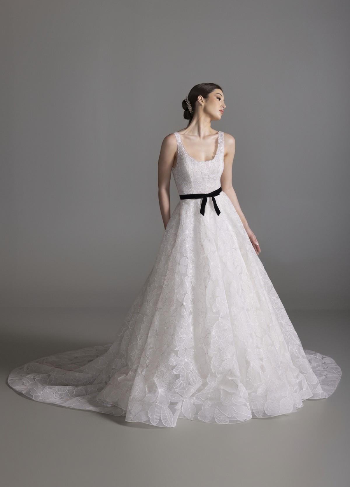 BROOKLYN gown close-up of floral embroidery detail