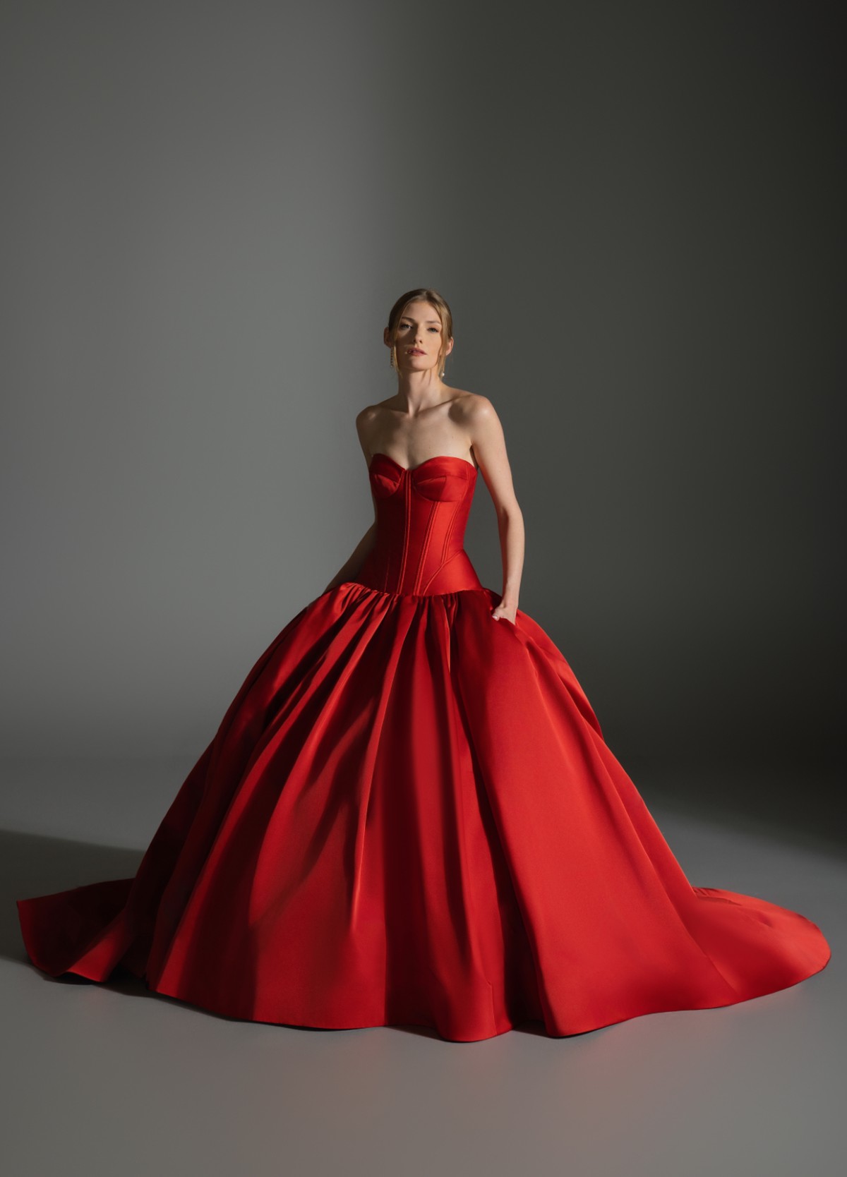 AKARI dress showcasing powerful presence with timeless elegance and rich color