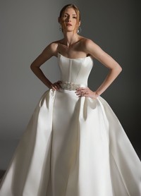 ALICIA couture dress detail of hand-finished embellishment and waist accent