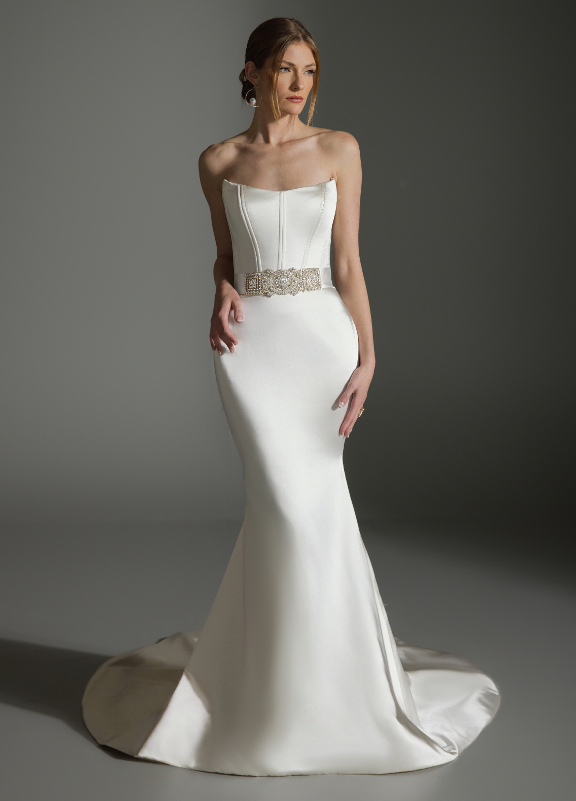 ALICIA full gown with overskirt showcasing versatile dramatic couture design