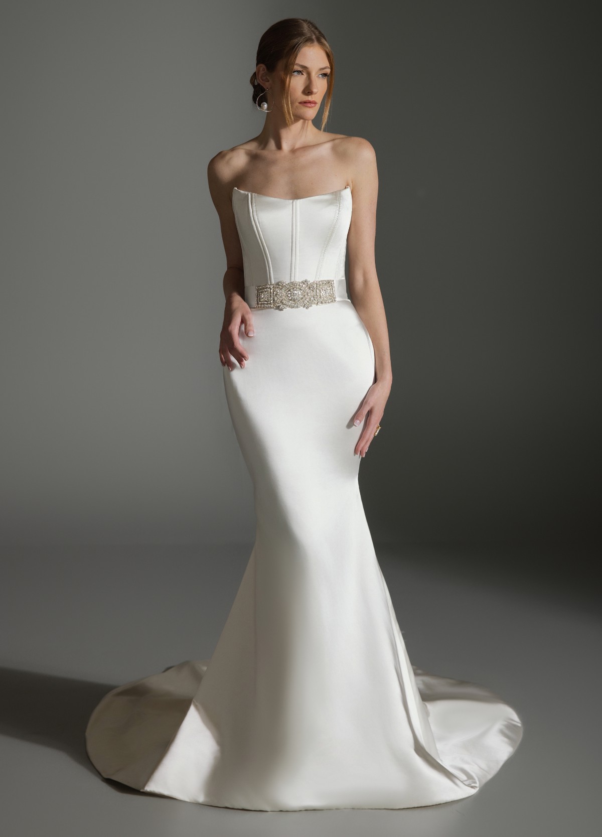 ALICIA full gown with overskirt showcasing versatile dramatic couture design