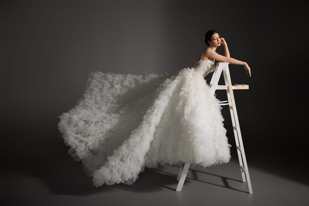 ANYA couture dress showcasing dreamy expressive design with texture and structure