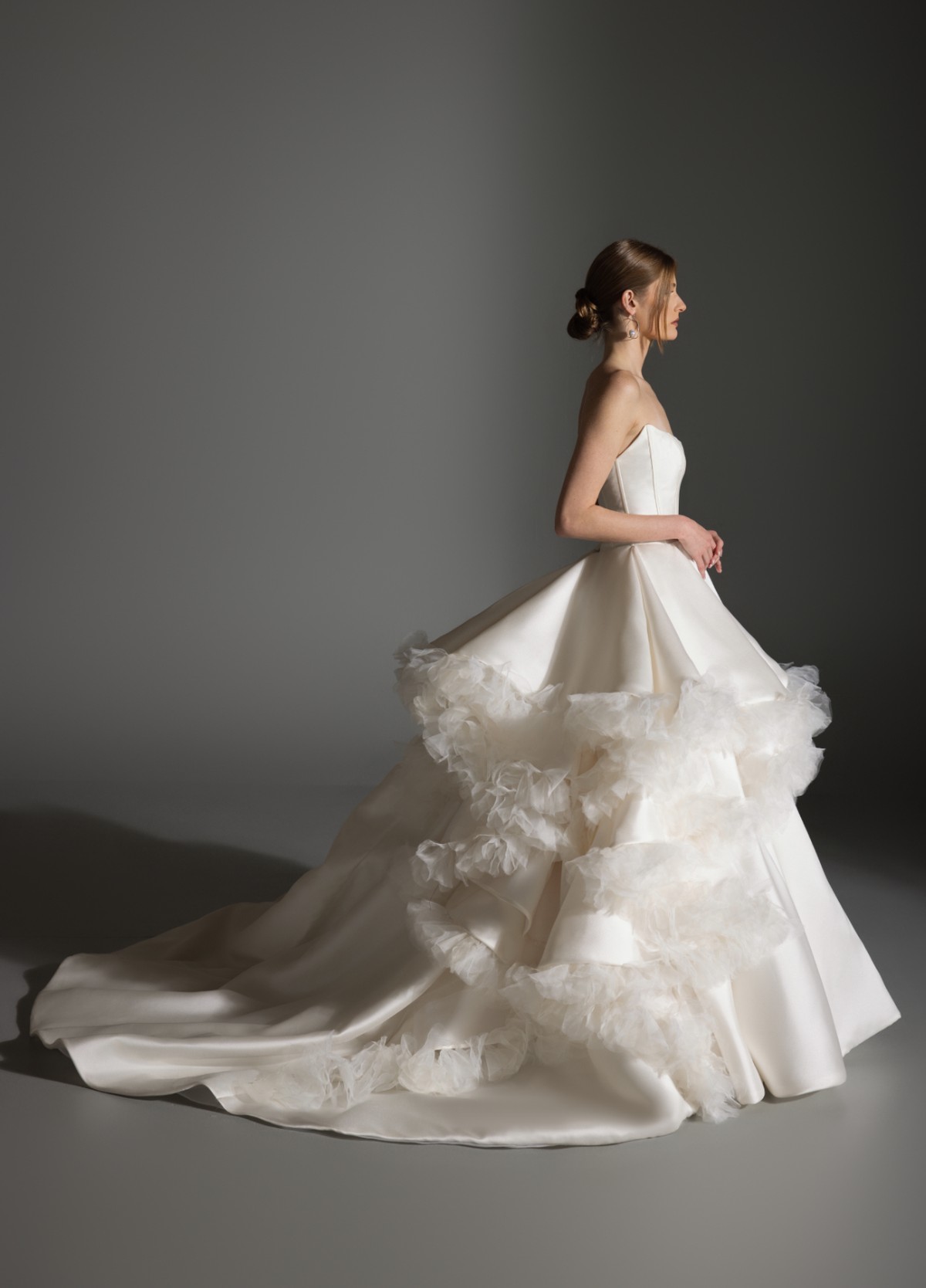 APRIL couture dress highlighting romantic artistic design and graceful movement