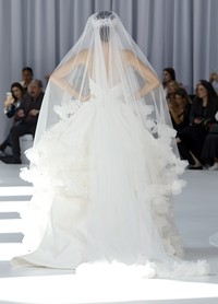 APRIL bridal veil styled with gown showing complete bridal ensemble