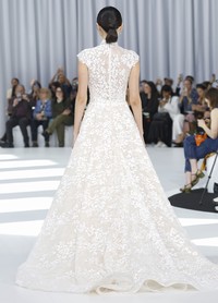 ASHLEY bridal veil back view highlighting cathedral length and romantic tulle