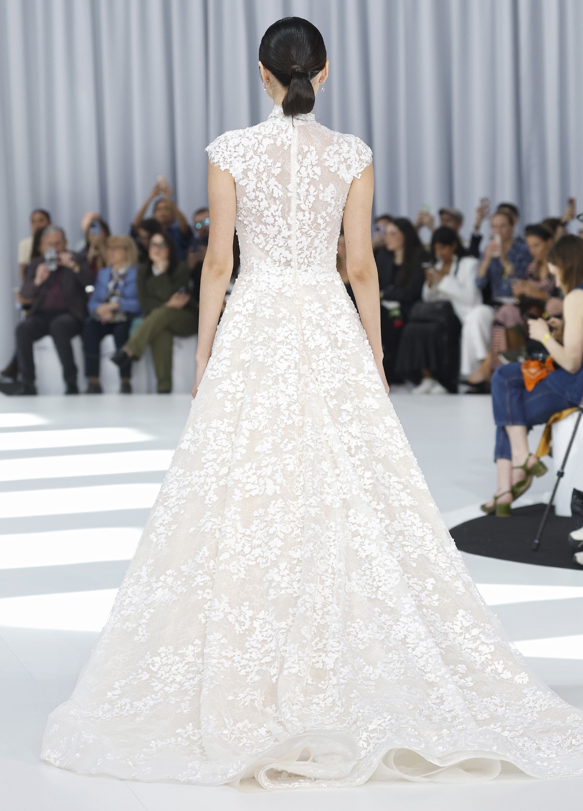ASHLEY bridal veil back view highlighting cathedral length and romantic tulle