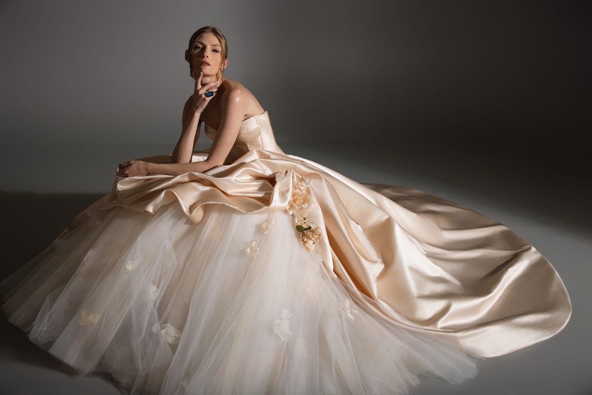 ASTOR dress full view highlighting blush color and fashion-forward silhouette