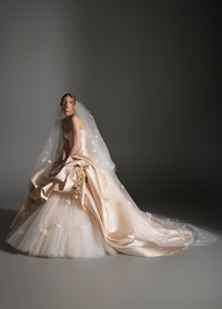 ASTOR bridal veil full length showcasing romantic blush tones