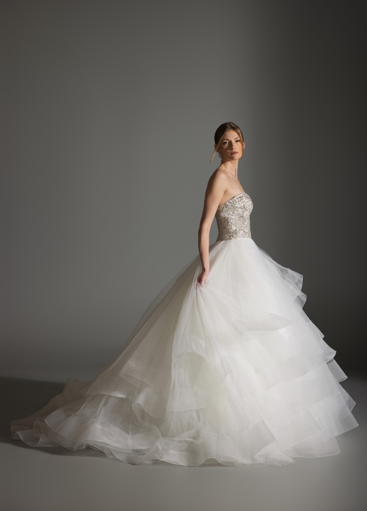 AVRIL gown close-up of tulle layers and delicate beading creating texture