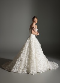 AZALEA wedding gown featuring delicate organza petals and floral crystal accents